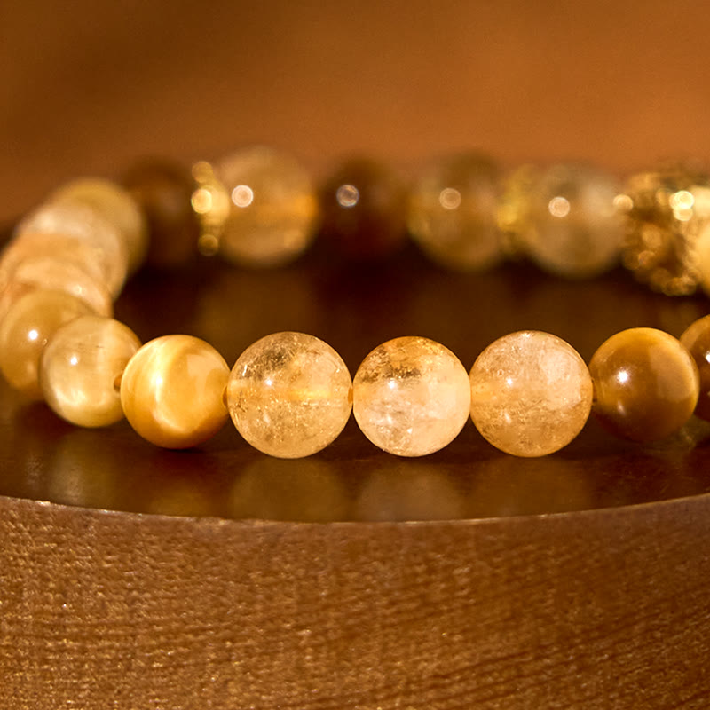 8mm Citrine Tiger Eye Red Agate Generosity Bracelet