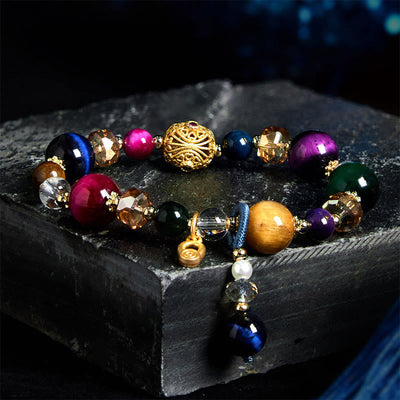 8mm Colored Tiger Eye Stone Balance Bracelet Unisex