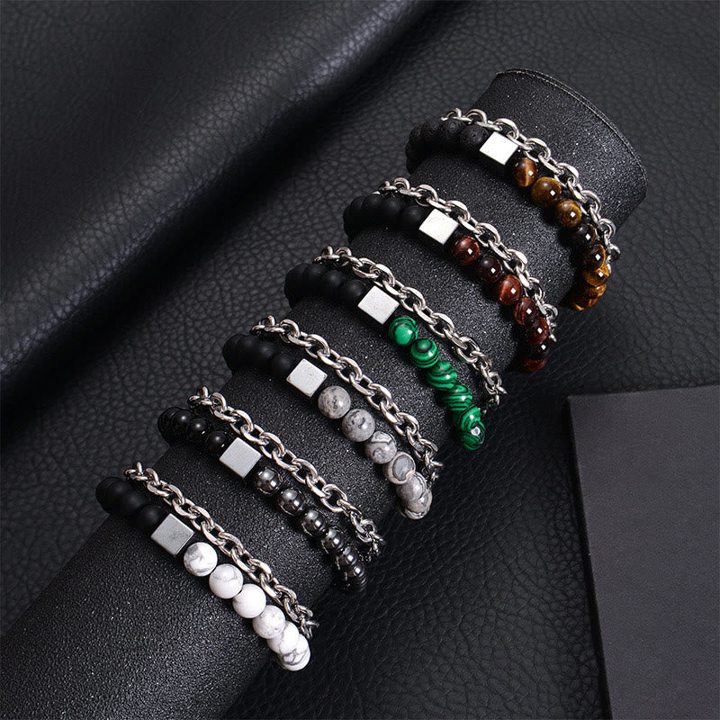 8mm Colorful Tiger Eye Double Wrap Protection Bracelet