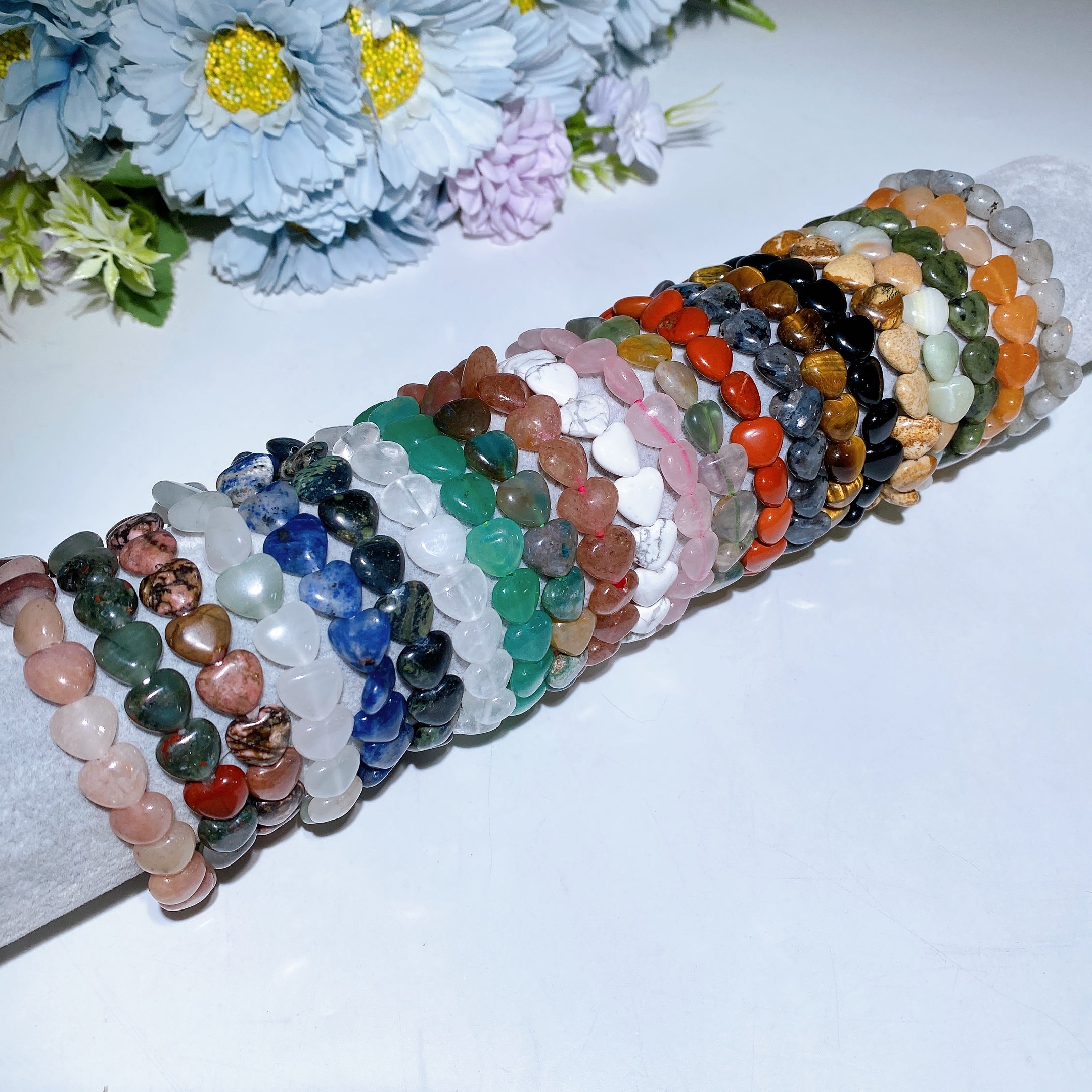 8mm Crystal Heart Bracelet for Emotional Healing & Love