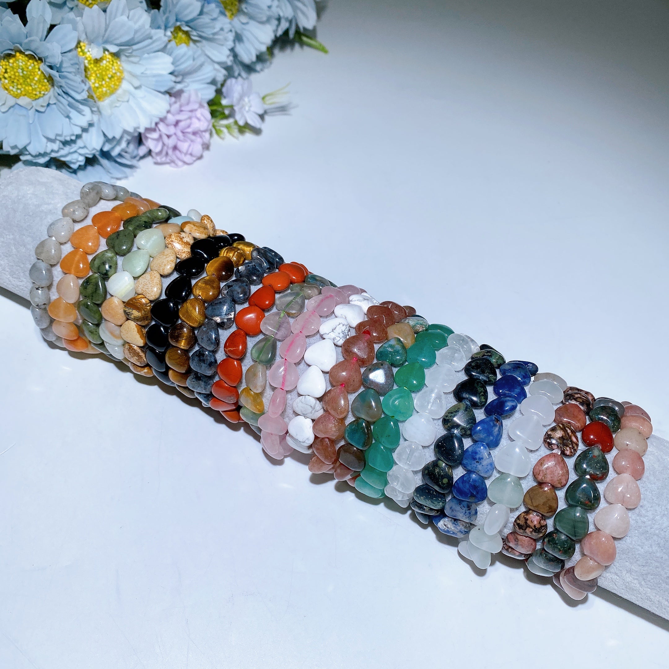 8mm Crystal Heart Bracelet for Emotional Healing & Love