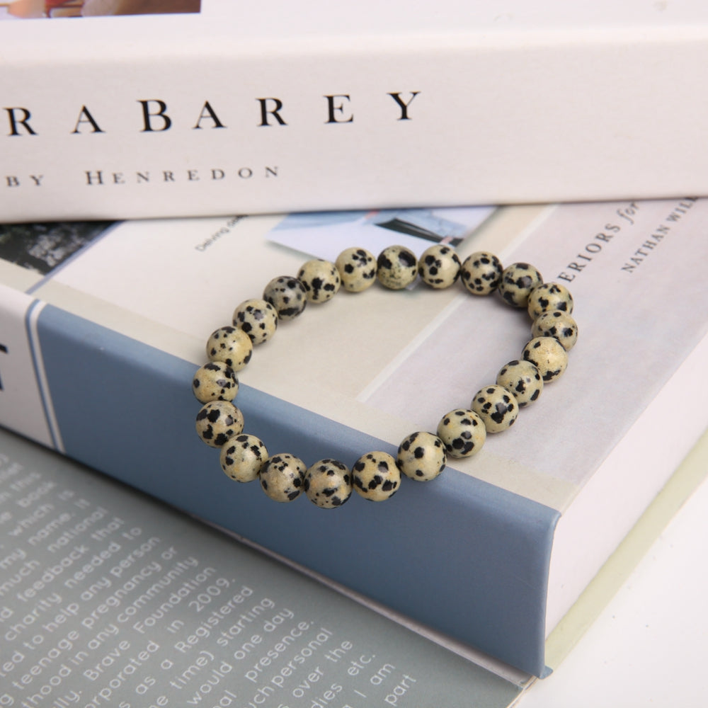 8mm Dalmatian Crystal Bracelet for Healing & Protection