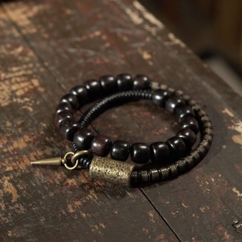 8mm Ebony Wood Copper Vintage Balance Bracelet