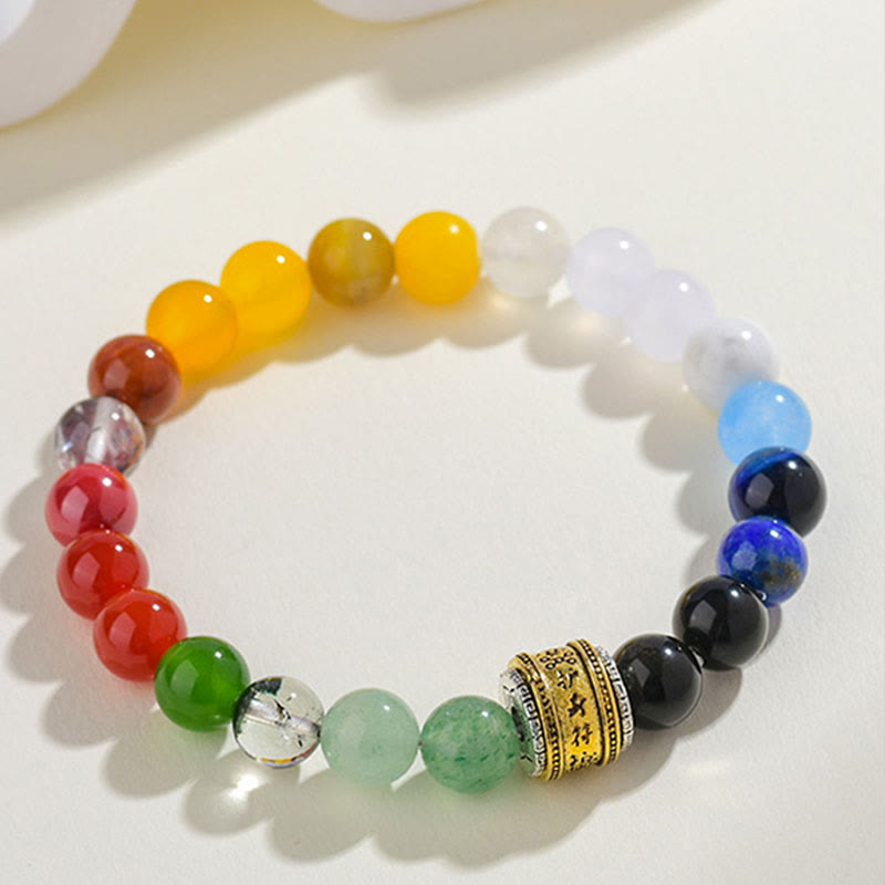 8mm Five Elements Luck Bracelet with Various Agate & Obsidian Beads