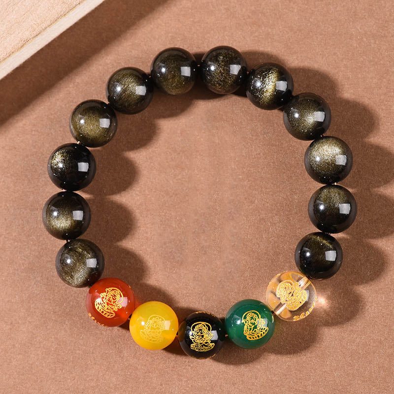8mm Gold Sheen Obsidian Wealth Bracelet for Protection