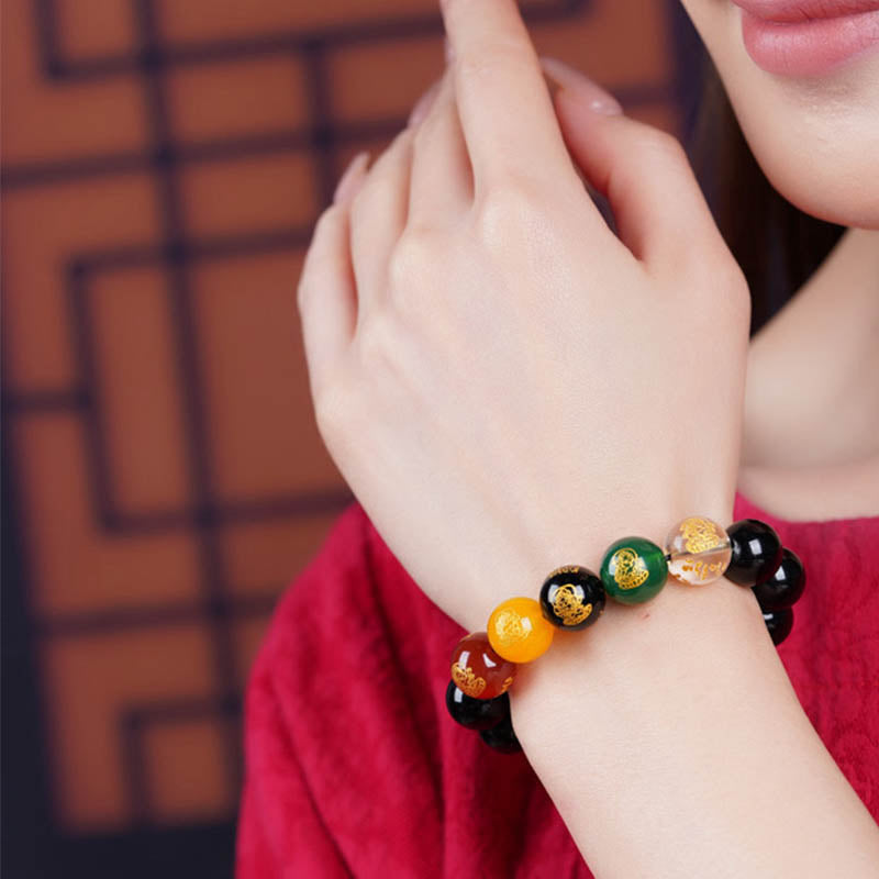 8mm Gold Sheen Obsidian Wealth Bracelet for Protection