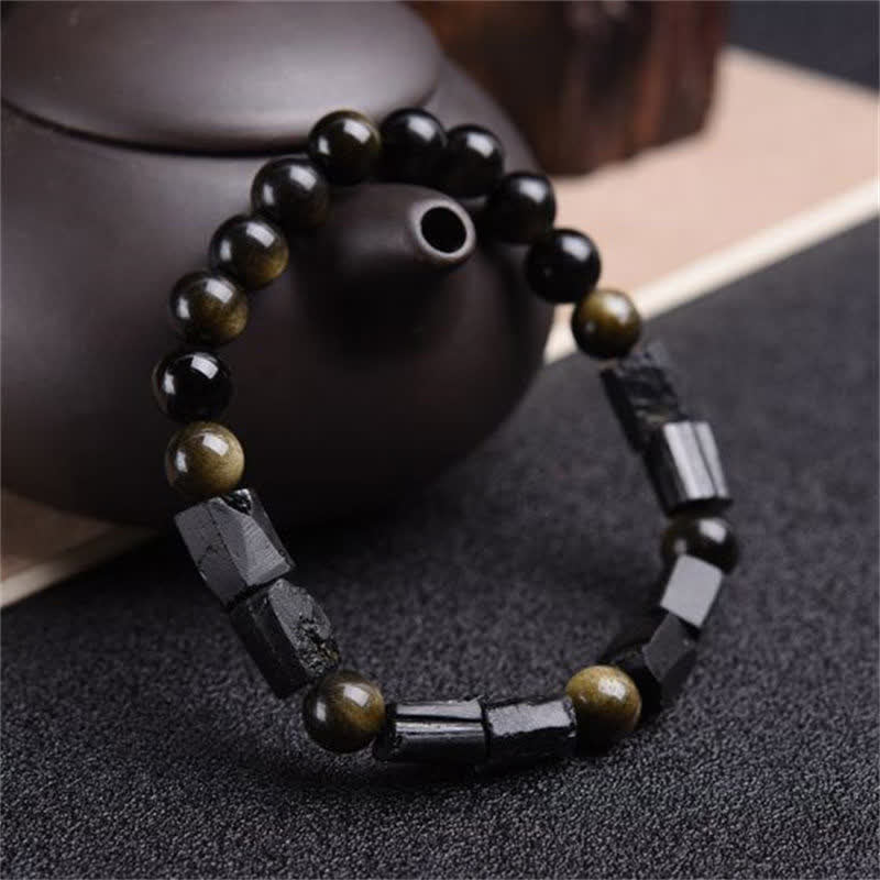 8mm Gold Sheen Obsidian Wealth Bracelet Protection