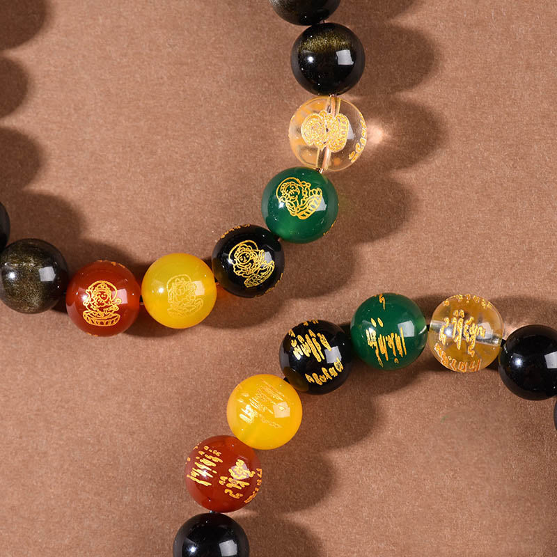 8mm Gold Sheen Obsidian Wealth Bracelet for Protection