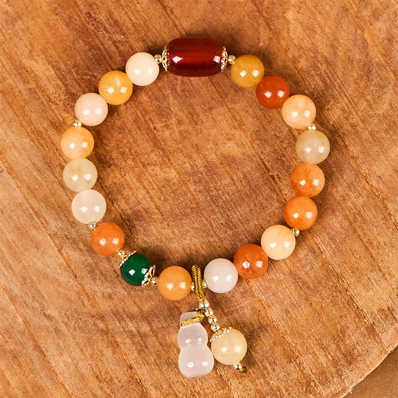 8mm Golden Silk Jade Bracelet for Wealth and Luck