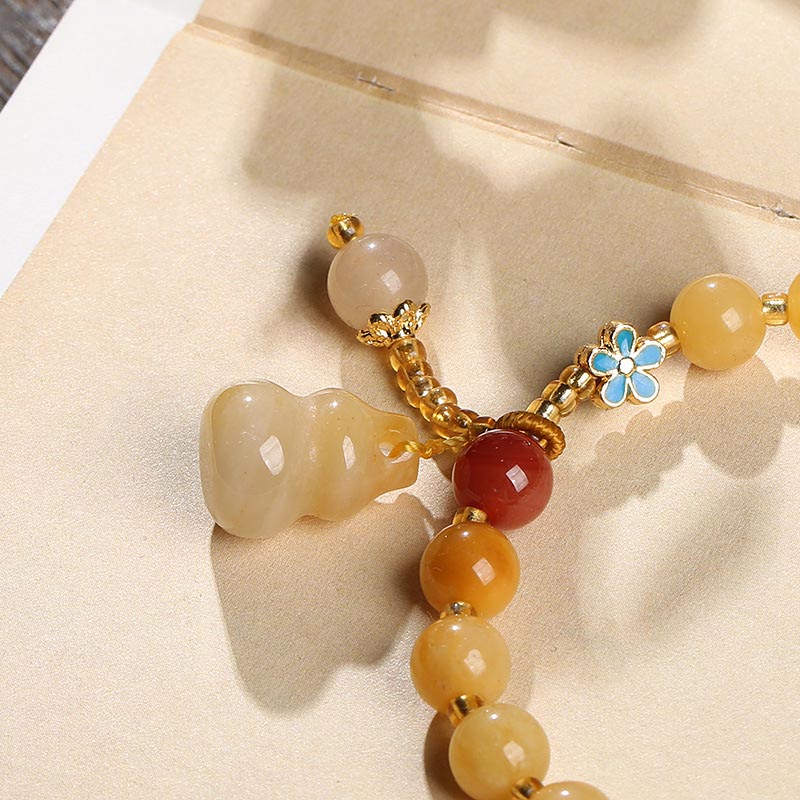 8mm Golden Silk Jade Wealth Luck Bracelet