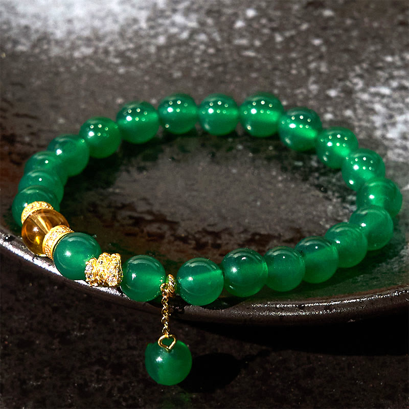 8mm Green Agate Citrine Power Bracelet for Success & Clarity