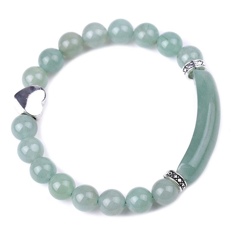 8mm Green Aventurine Heart Bracelet for Luck & Balance