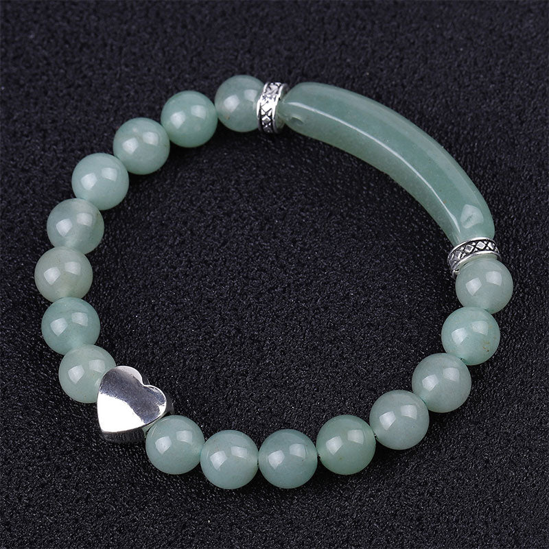 8mm Green Aventurine Heart Bracelet for Luck & Balance