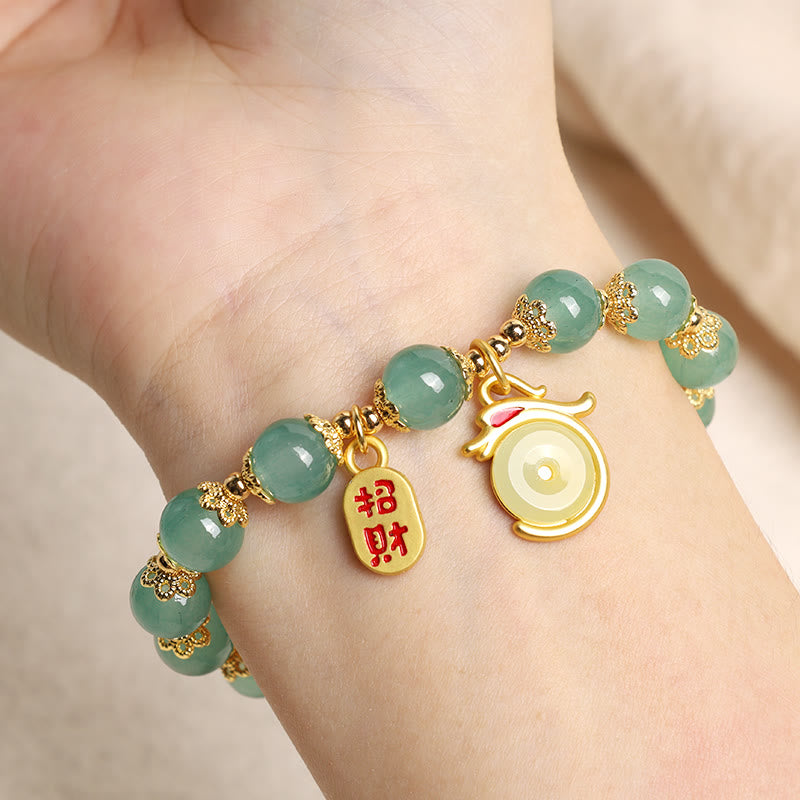 8mm Green Aventurine Lucky Fortune Dragon Bracelet