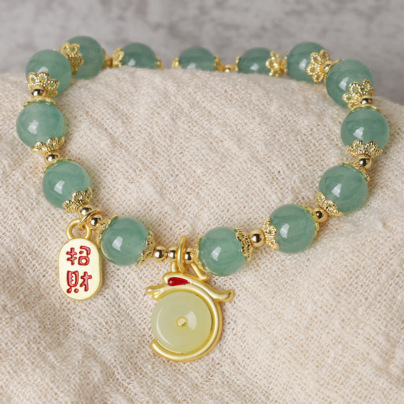 8mm Green Aventurine Lucky Fortune Dragon Bracelet