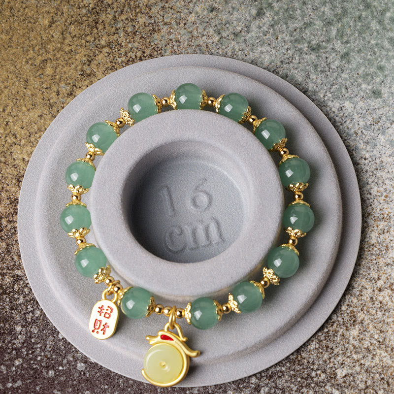 8mm Green Aventurine Lucky Fortune Dragon Bracelet
