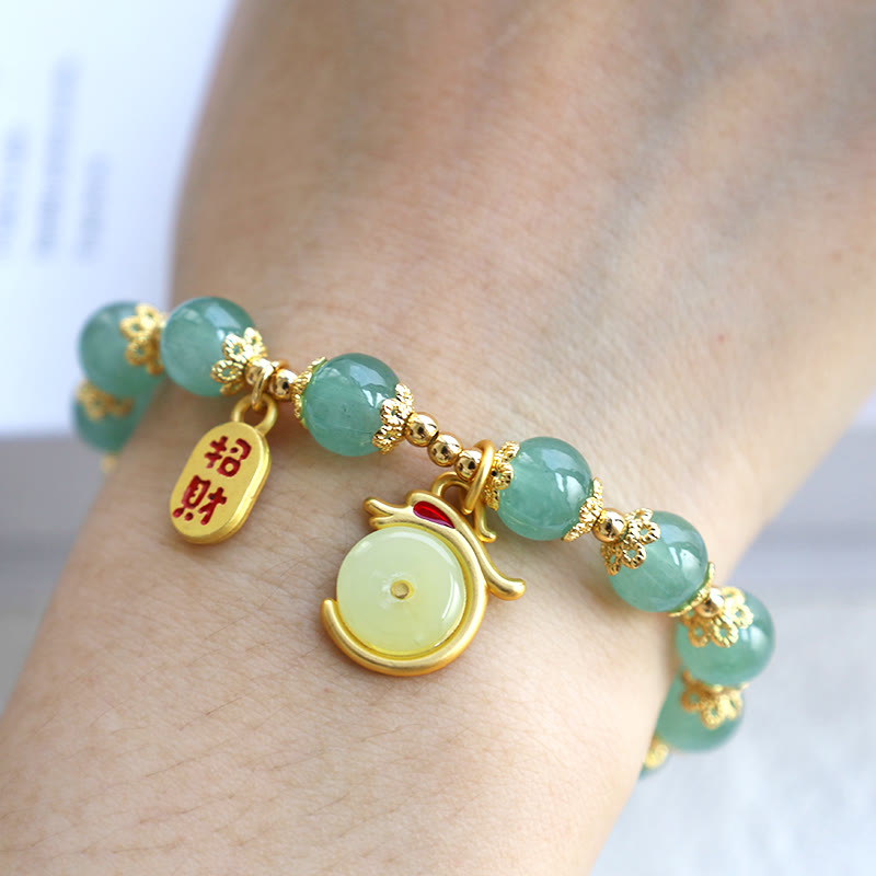 8mm Green Aventurine Lucky Fortune Dragon Bracelet