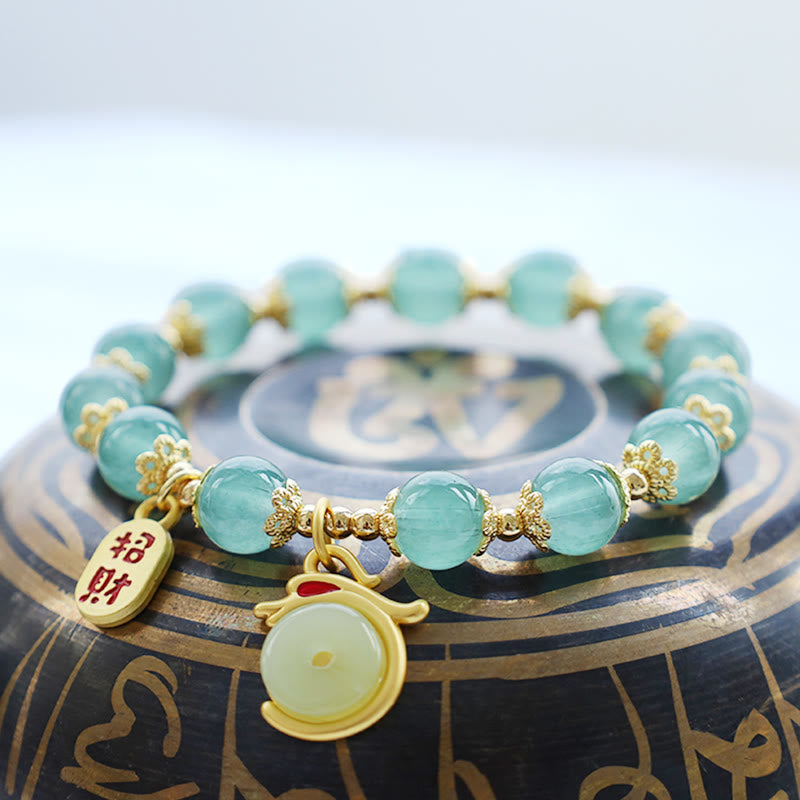 8mm Green Aventurine Lucky Fortune Dragon Bracelet
