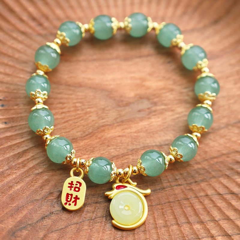 8mm Green Aventurine Lucky Fortune Dragon Bracelet