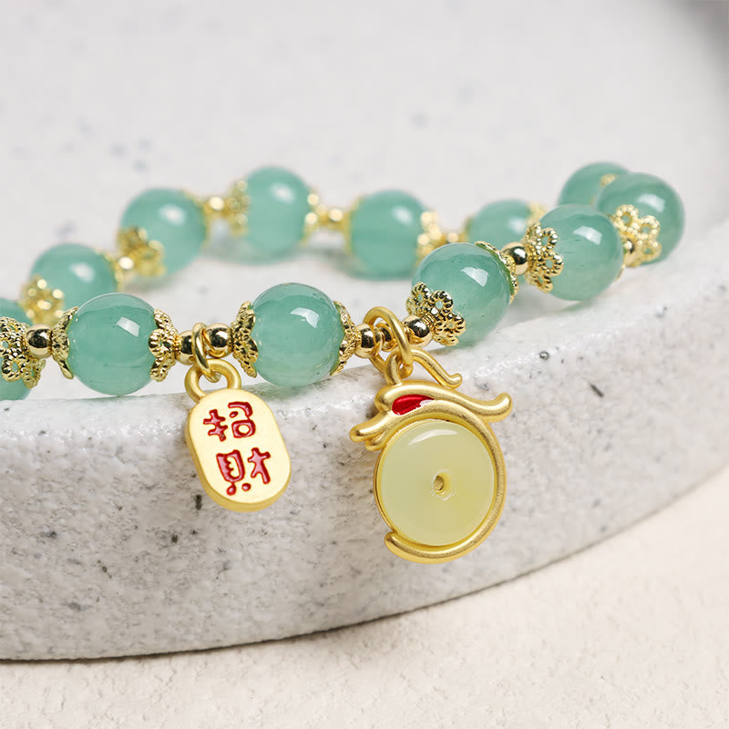 8mm Green Aventurine Lucky Fortune Dragon Bracelet