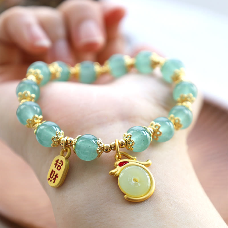 8mm Green Aventurine Lucky Fortune Dragon Bracelet