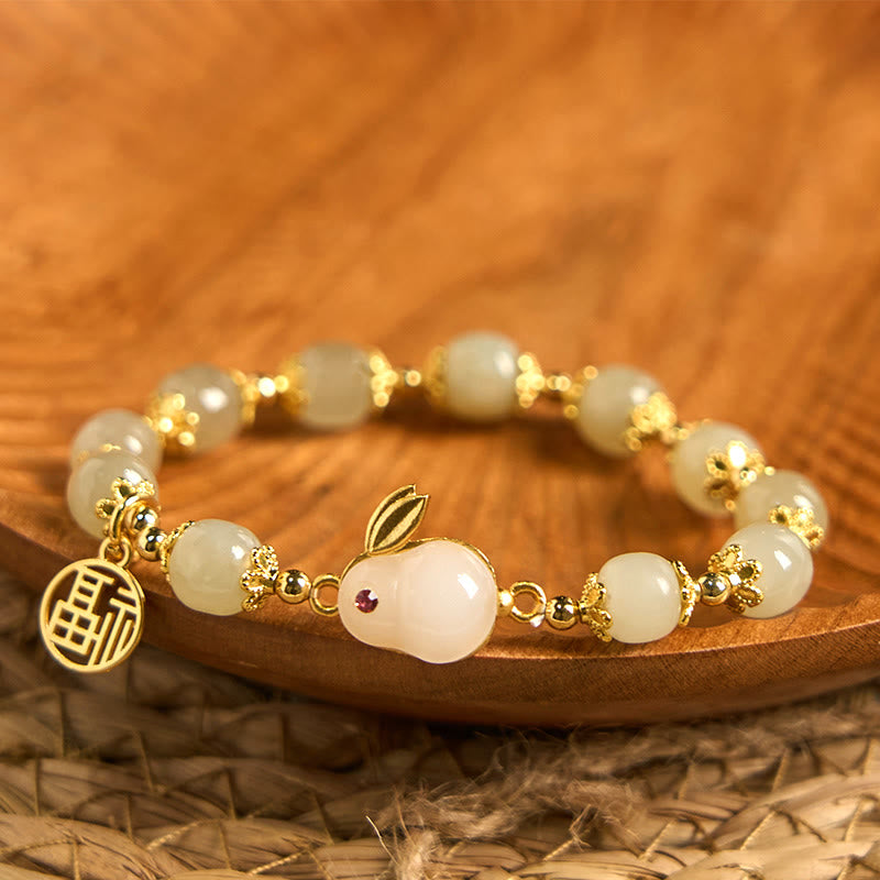 8mm Hetian Jade Fu Character Abundance Bracelet