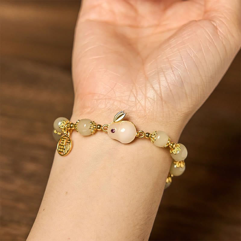 8mm Hetian Jade Fu Character Abundance Bracelet