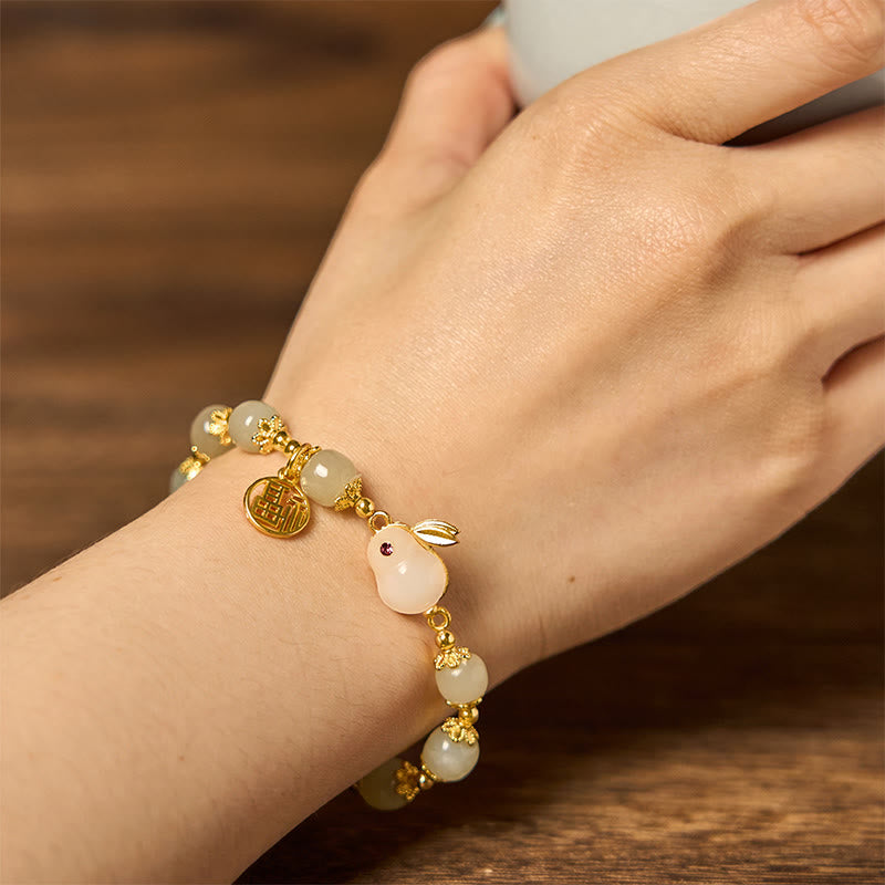 8mm Hetian Jade Fu Character Abundance Bracelet