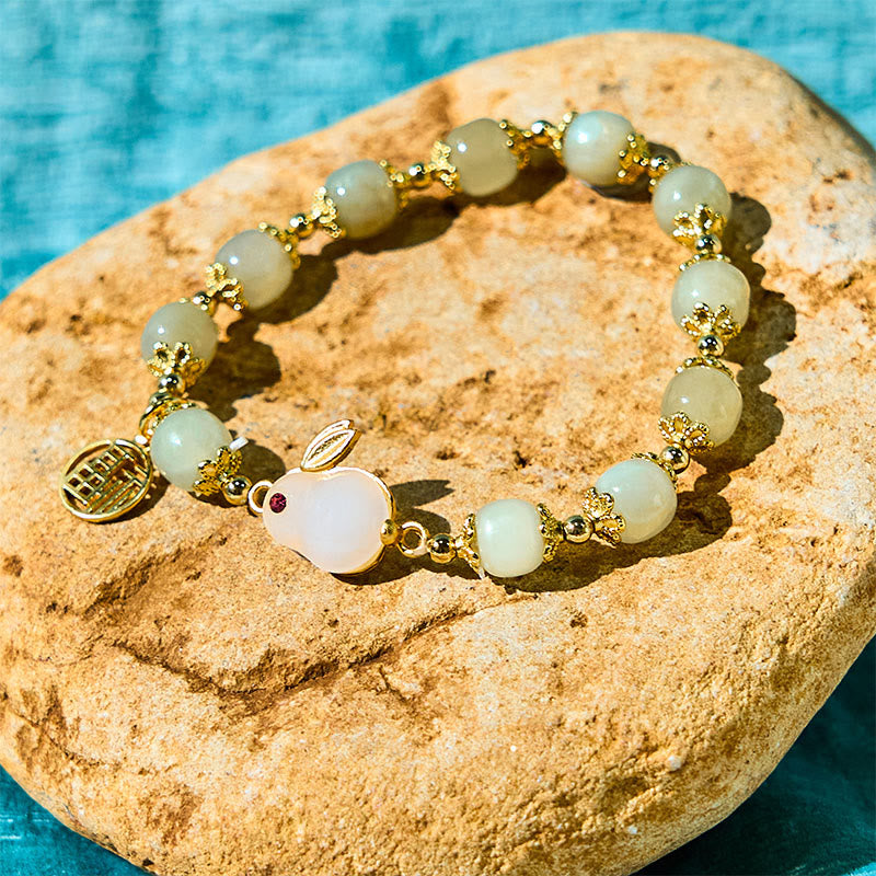 8mm Hetian Jade Fu Character Abundance Bracelet