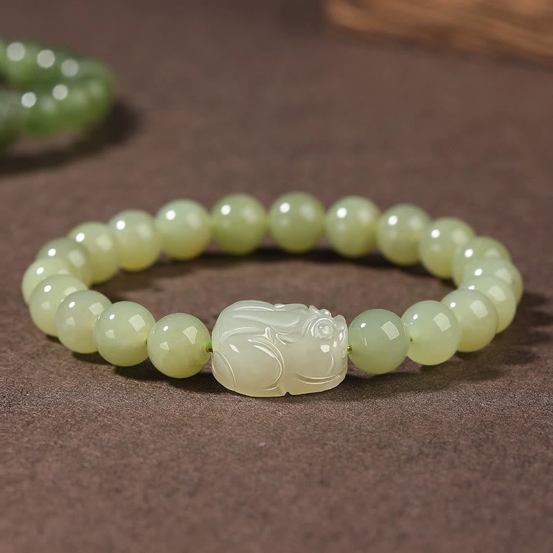 8mm Hetian Jade PiXiu Luck Bracelet for Prosperity & Protection
