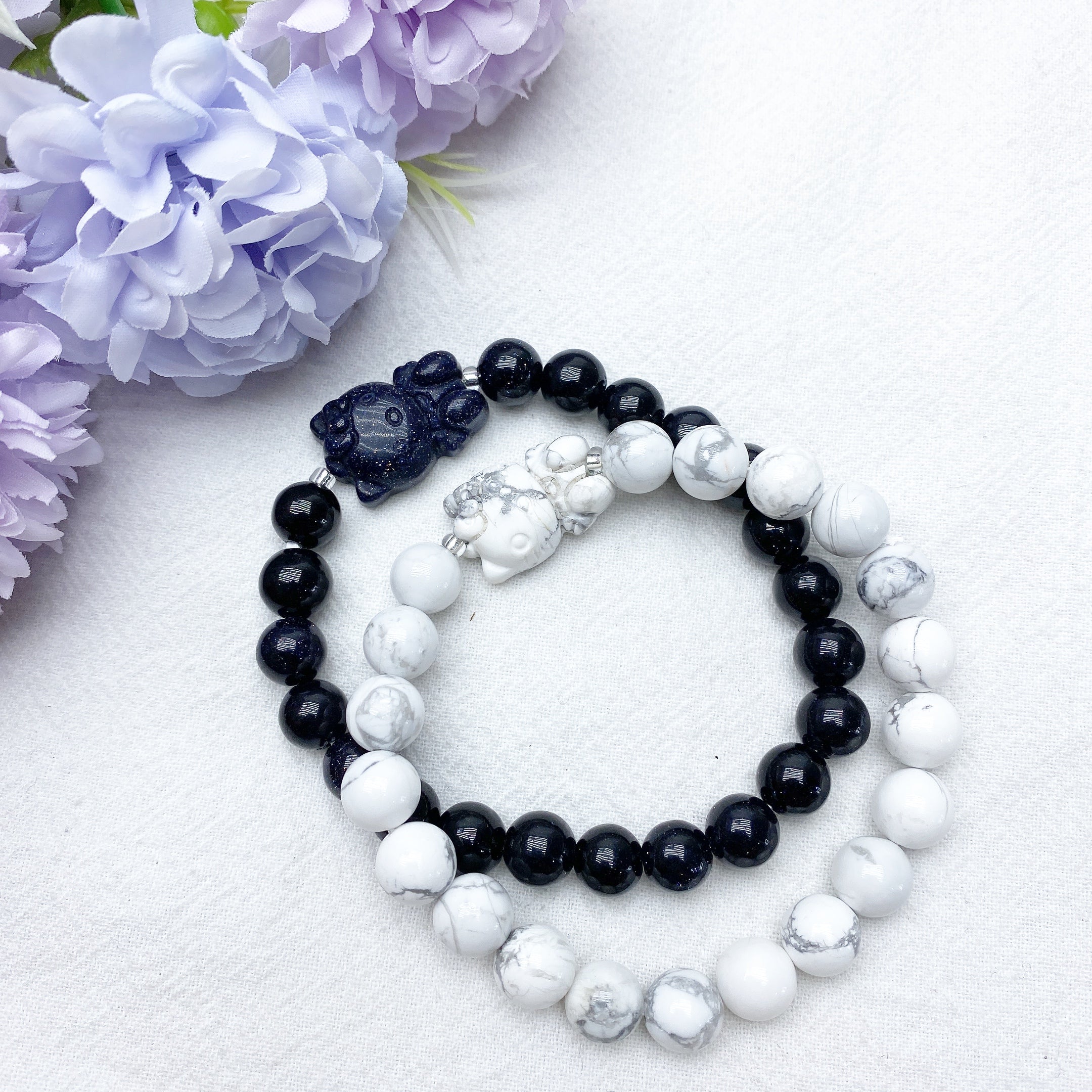 8mm Howlite and Blue Sandstone Spiritual Bracelet for Healing Energy
