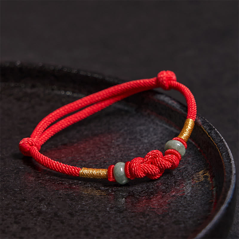 8mm Jade Luck Fortune Knot Red String Bracelet