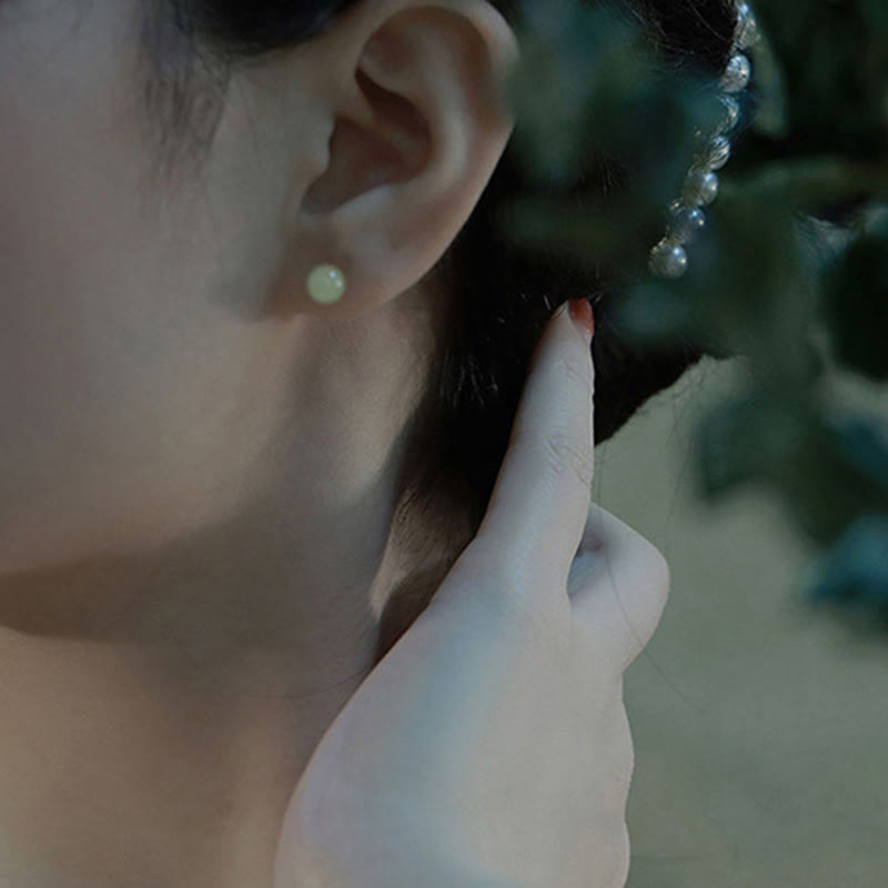 8mm Jade Stud Earrings for Prosperity & Abundance