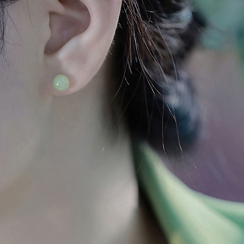 8mm Jade Stud Earrings for Prosperity & Abundance