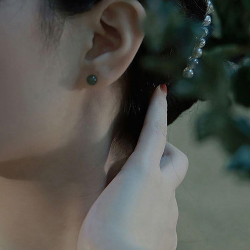 8mm Jade Stud Earrings for Prosperity & Abundance