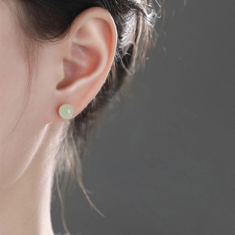 8mm Jade Stud Earrings for Prosperity & Abundance