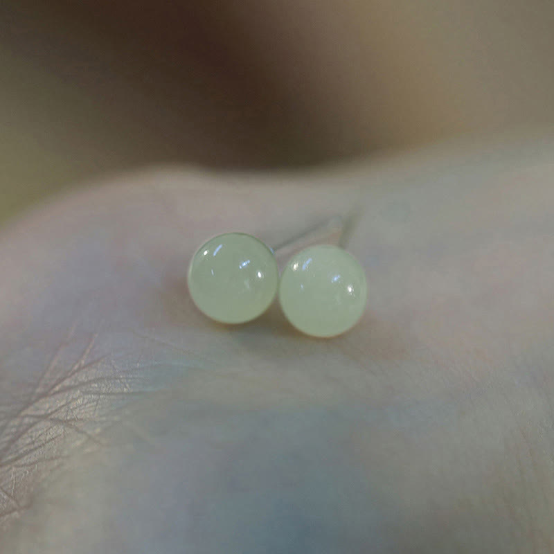 8mm Jade Stud Earrings for Prosperity & Abundance