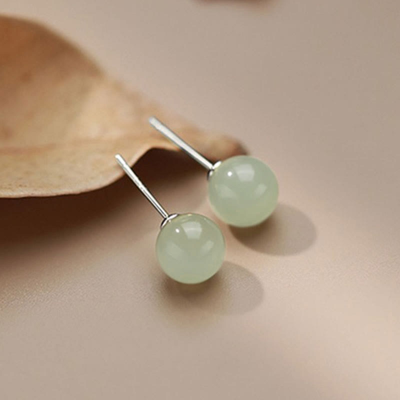 8mm Jade Stud Earrings for Prosperity & Abundance