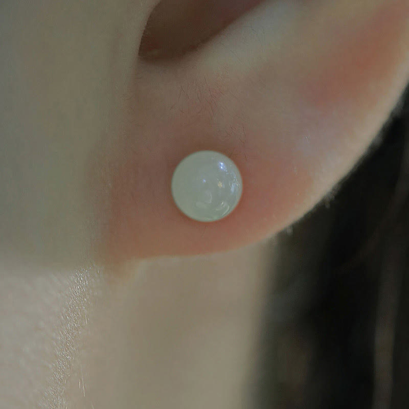 8mm Jade Stud Earrings for Prosperity & Abundance