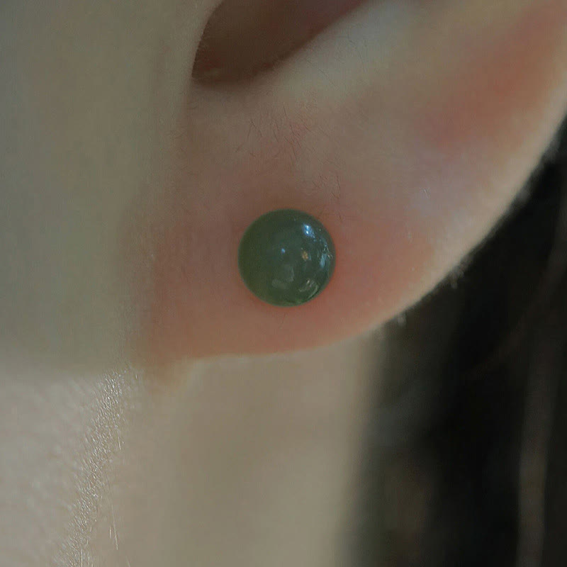 8mm Jade Stud Earrings for Prosperity & Abundance