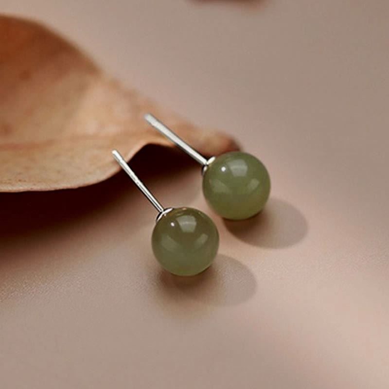 8mm Jade Stud Earrings for Prosperity & Abundance