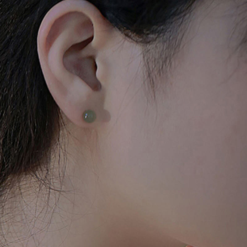 8mm Jade Stud Earrings for Prosperity & Abundance