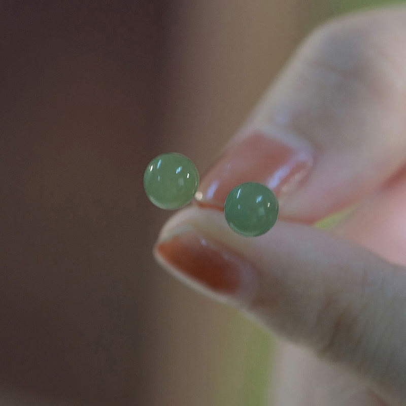 8mm Jade Stud Earrings for Prosperity & Abundance