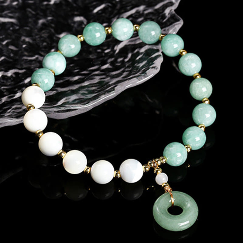 8mm Jade Trochus Snail Peace Buckle Abundance Bracelet
