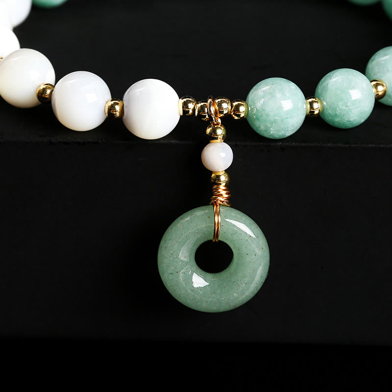 8mm Jade Trochus Snail Peace Buckle Abundance Bracelet