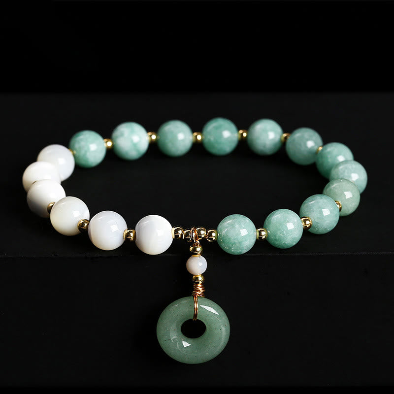 8mm Jade Trochus Snail Peace Buckle Abundance Bracelet