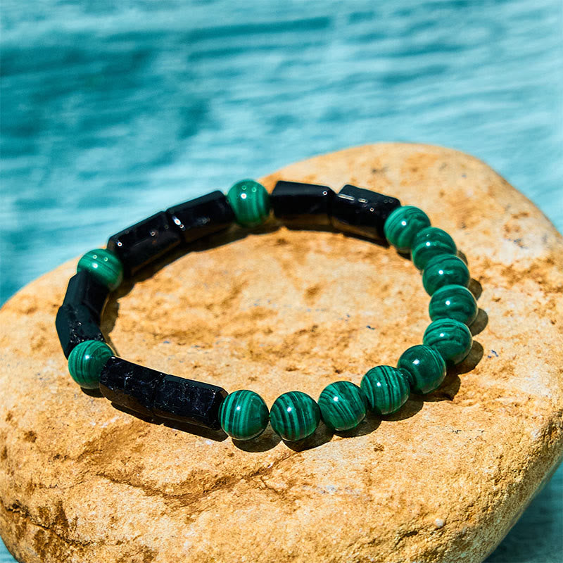 8mm Malachite Black Tourmaline Healing Purity Bracelet