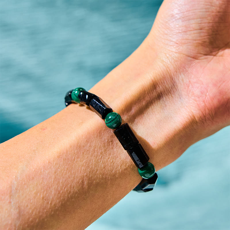 8mm Malachite Black Tourmaline Healing Purity Bracelet