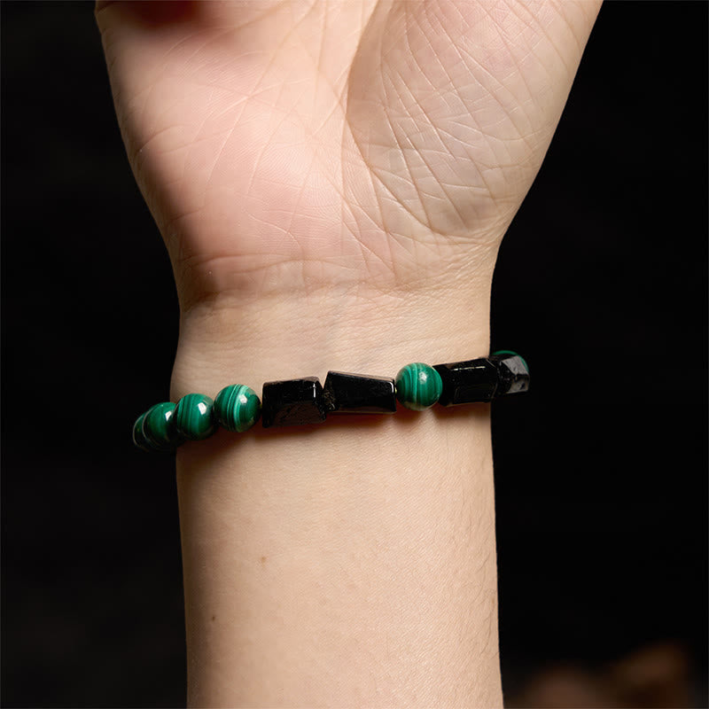 8mm Malachite Black Tourmaline Protection Bracelet
