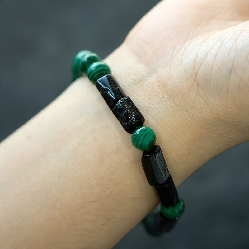 8mm Malachite Black Tourmaline Purity Bracelet Unisex
